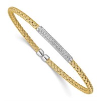 Sterling Silver Gold-plated Flexible Cuff Bangle