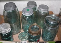 Blue canning jars.