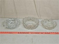 3 cut glass bowls