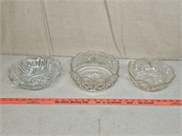3 cut glass bowls