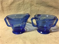 Vintage Moderntone Cobalt blue cream/sugar set