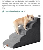 5-Step Dog Stairs, Foam, Non-Slip, Grey