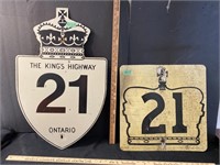 2 King’s Highway signs-28” square &  18 x 29”