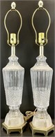 Pair Hollywood Regency Style Glass Lamps