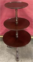 Beautiful Vintage Mahogany 3 Tier Table, Claw Feet