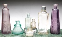 Antique Perfume & Ink Bottles- Diamond Ink + (7)