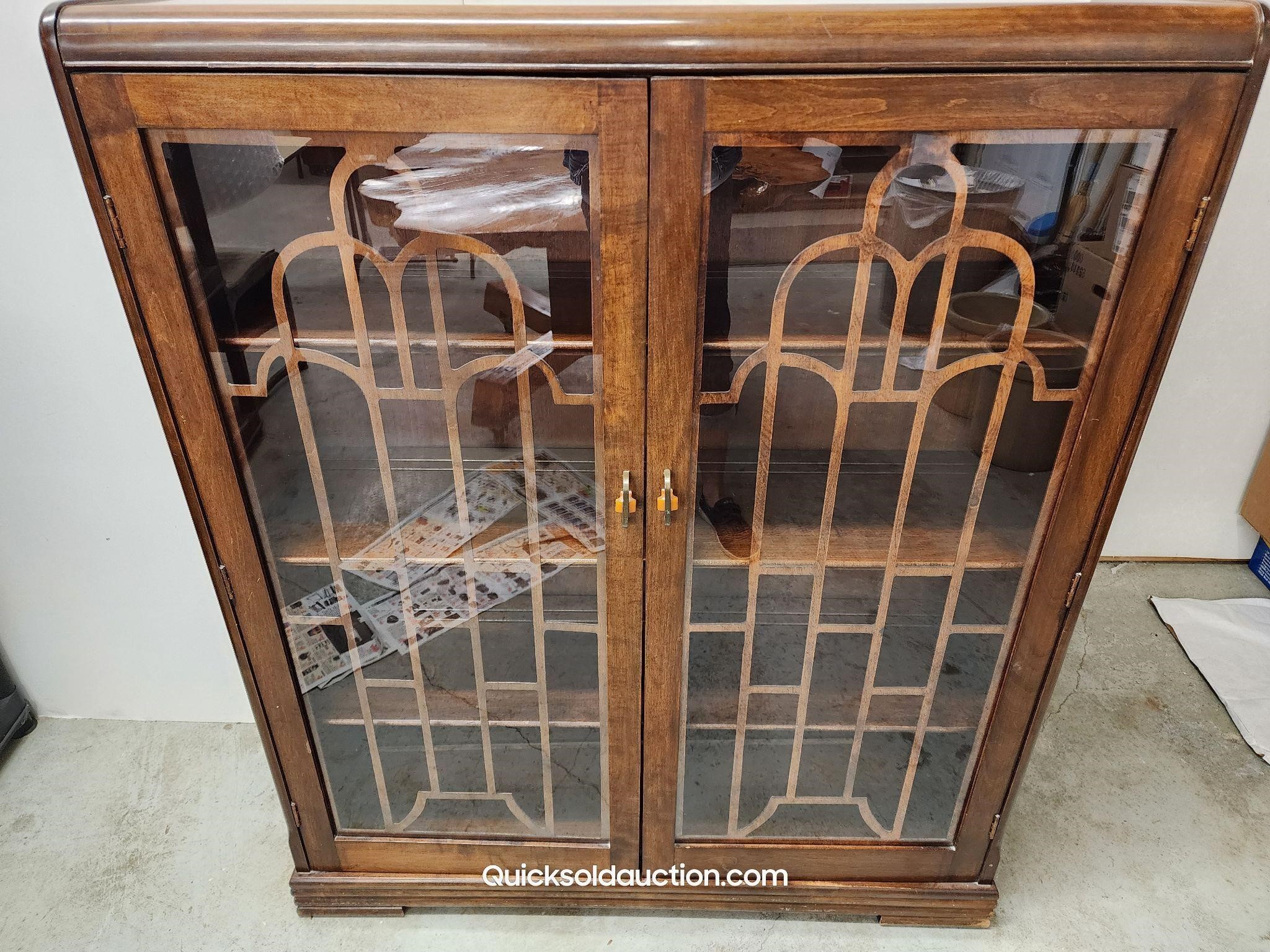 Display Mahogany? Wood Display Cabinet W/ 3 Shelve