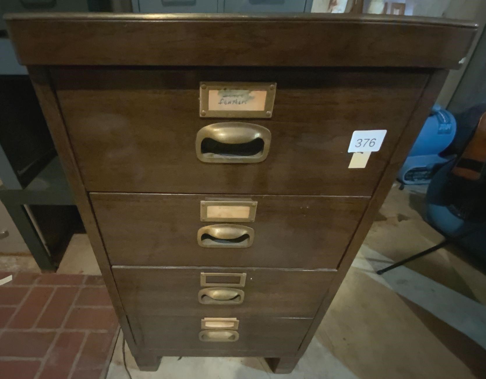 Vintage Metal Deep Card File Cabinet