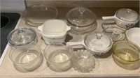 Pyrex, Corning ware, clear glass ware