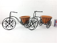 2 bicyclettes jardinières en métal