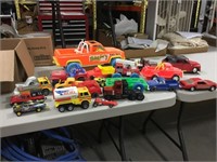 Plastic cars and trucks