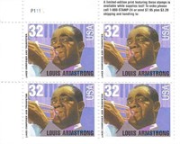 Louis Armstrong stamps plate block