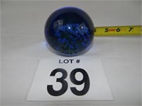 BLUE BUBBLE GLASS PAPERWEIGHT