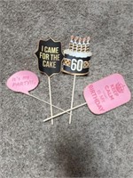 LOT OF 60TH BIRTHDAY PHOTO BOOTH HANDHELD SIGNS