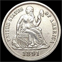 1891-O Seated Liberty Dime CHOICE AU