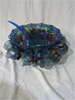 26pc Blue Carnival Punch Bowl Set Complete