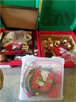 3 plastic totes of Christmas items