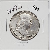 1949-D 90% Silver Franklin Half $1 Dollar