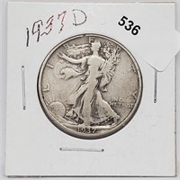 1937-D 90% Silver Walker Half $1 Dollar