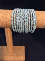 Kenyan Turquoise Seed Bead Cuff Bracelet