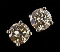 $2000 14K  Natural Brown Diamond 0.4Ct Earrings
