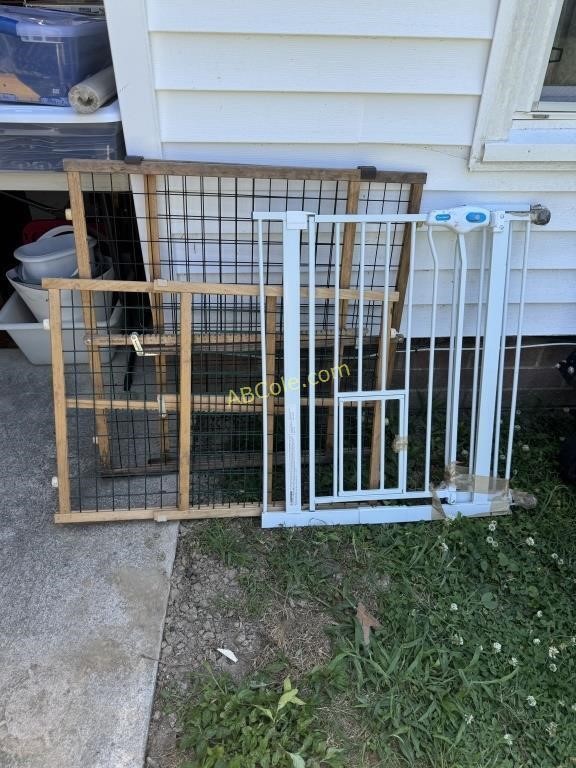 White pet gate (Measures: 34"W x 30"H), 2- Wooden