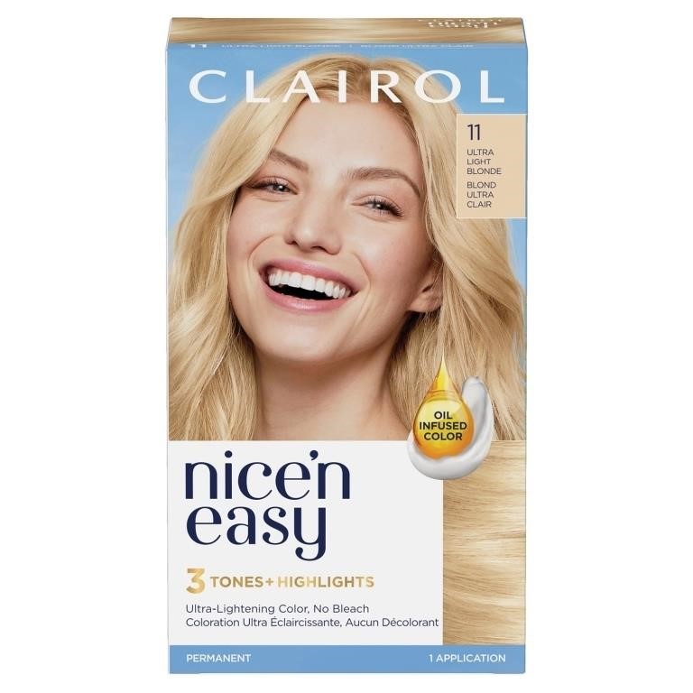 Clairol Nice'n Easy Permanent Hair Dye, 11 Ultra L