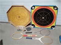 Two Game Boards & Sports Rackets