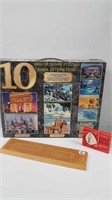 JIGSAW PUZZLES + CRIBBAGE BOARD+ VINTAGE CARD GAME