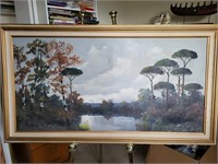 River Scene Framed Art - Signed