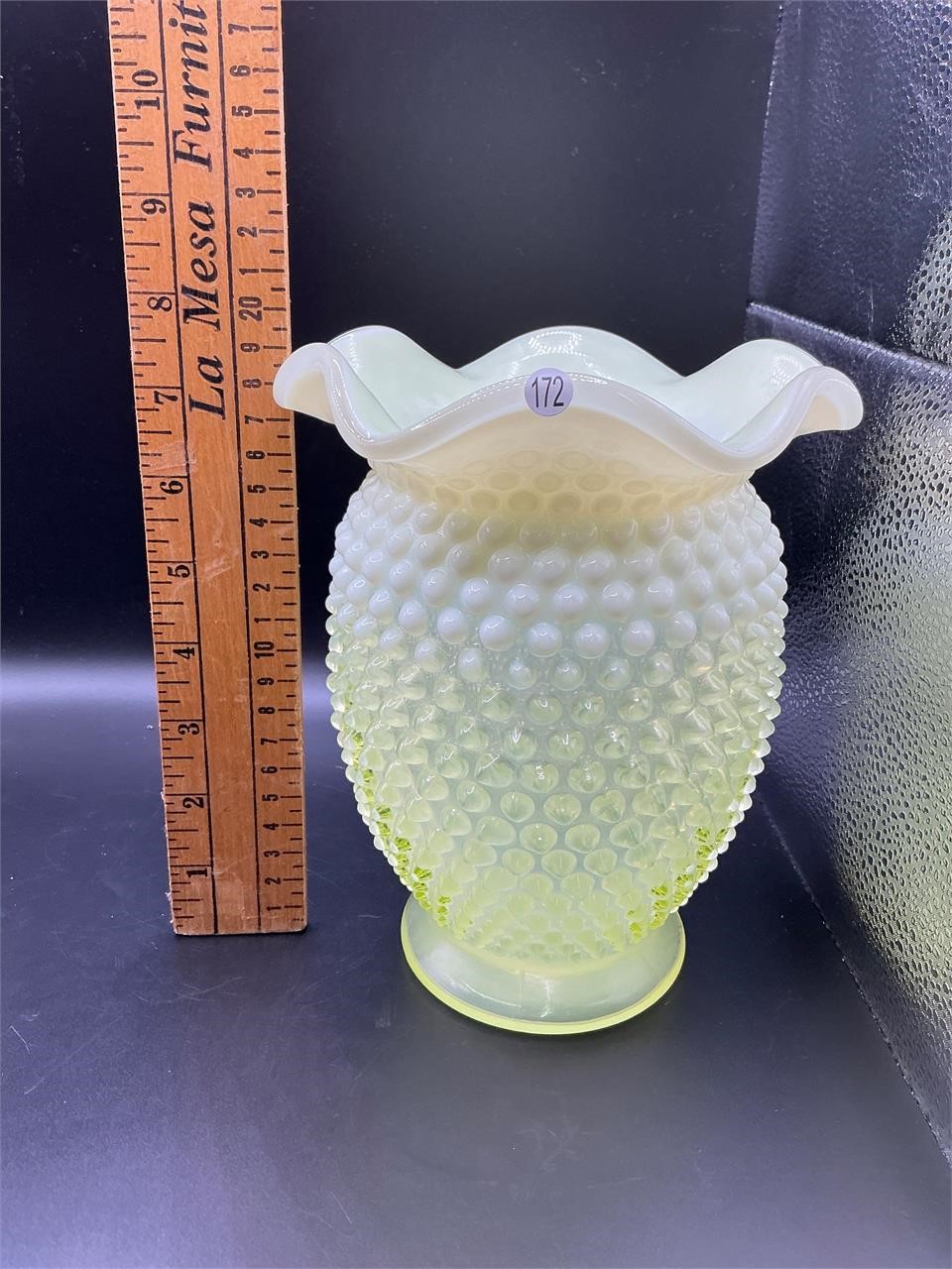 Vaseline Hobnail Fenton Vase