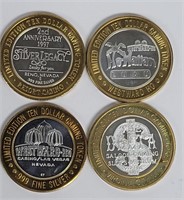 Lot of 4 .999 Pure Silver Gaming Tokens #4