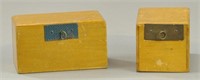 TWO WOODEN AND TIN TRICK SAVINGS MECHANICAL BANK