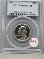 1954 Washington Quarter PCGS Graded PR64CAM.