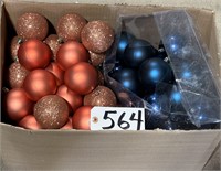 Box of Blue & Peach Christmas Ornaments