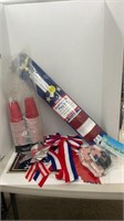 Patriotic lot: US flag, cutout stars, red cups,