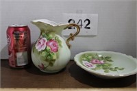 LEFTON HAND PAINTED PITCHER & BOWL