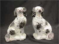 Pair of antique Staffordshire spaniels