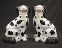 Pair of antique Staffordshire spaniels