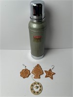 1950s STANLEY UNBREAKABLE THERMOS W/XMAS ORNAMENTS