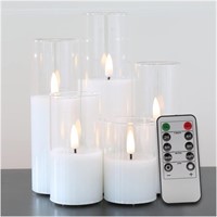 Eywamage Slim Tall Clear Glass Flameless...