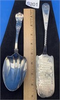 Sterling Serving Spoon & Coin Silver Cake Server