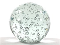 Art Glass Paperweight Clear w Bubbles