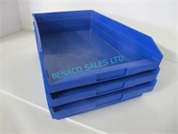 LOT,3 BOXES(24PCS) 11"x18"x4"H BLUE PLASTIC BINS