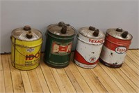 TEXACO, B-A, ESSO AND IRVING MOTOR OIL 5 GAL PAILS