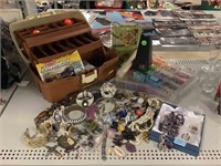 Tackle box, costume jewelry and more