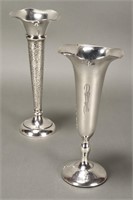 Two Edwardian Sterling Silver Trumpet Vases,