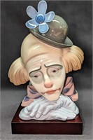 Retired Lladro Pensive Clown Bust