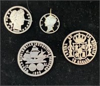 (4 Pcs) Silver Coin Jewelry
