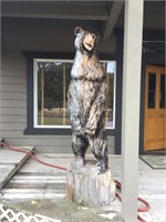 WOOD BEAR SCULPTURE, CHAINSAW CARVING